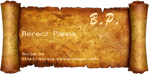 Berecz Panna névjegykártya
